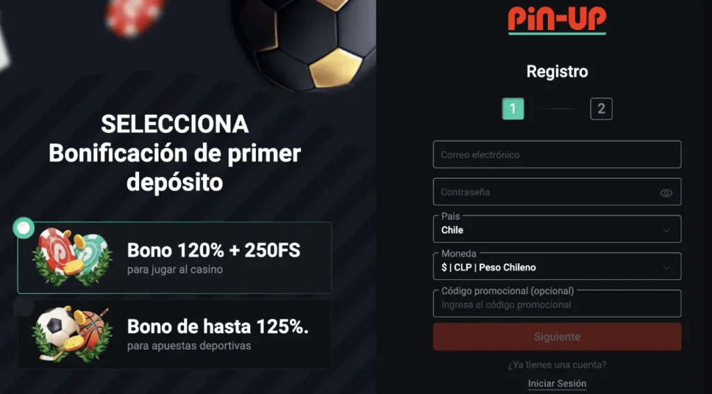 Registrarse de Pin-Up Casino Chile